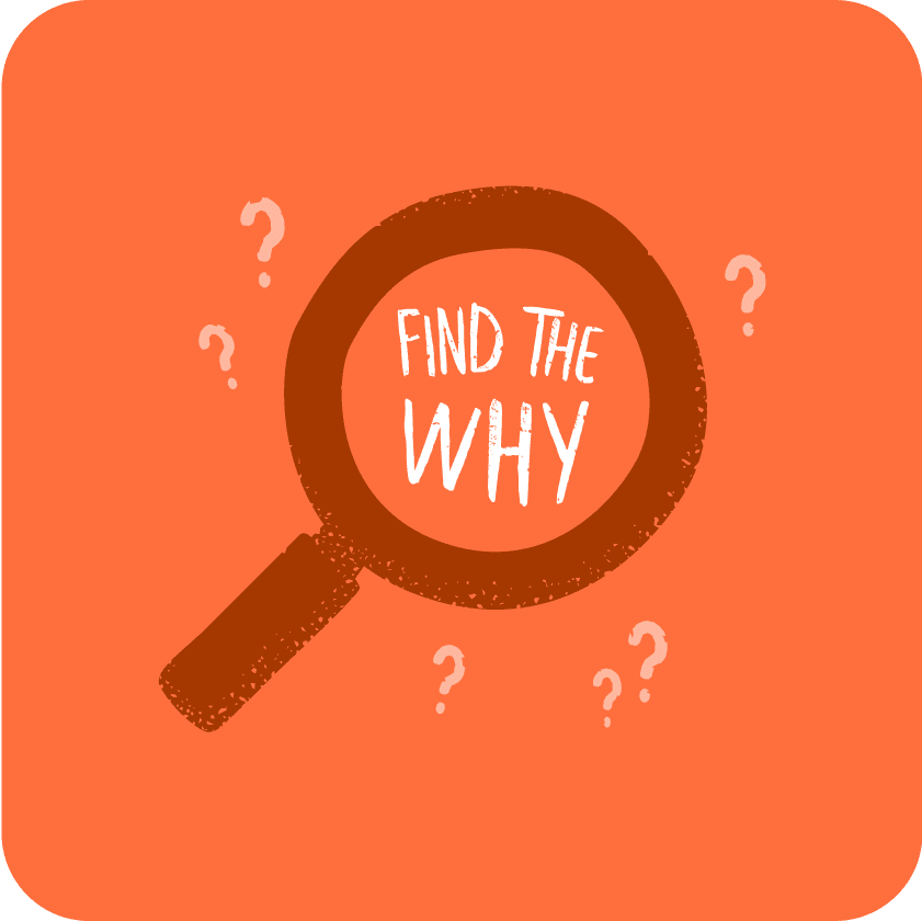 Magnifying-glass illustration for the value "Getting to the heart of it"
